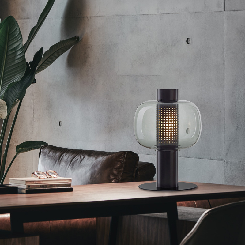 European Scandinavian Modern LED Iron Chrome Glass Table Lamp With Crystal Shade 220V Reading Light For Bedroom Hotel Use