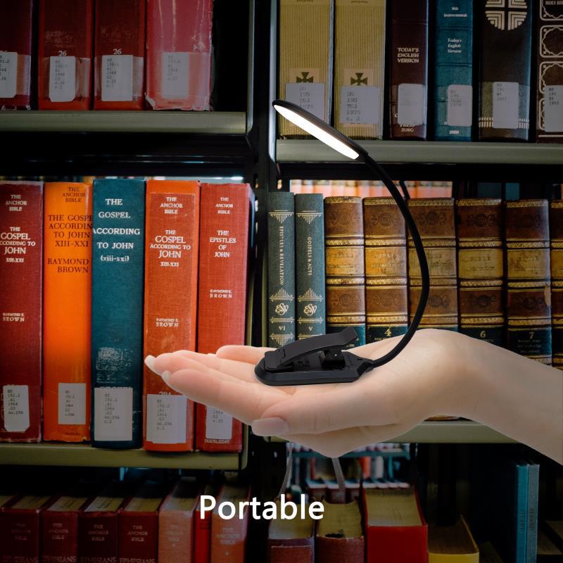 Eye-Caring Clip On LED Book Light Flexible Gooseneck Portable Reading Lamp Rechargeable With Stepless Dimmingfor Bed Kids