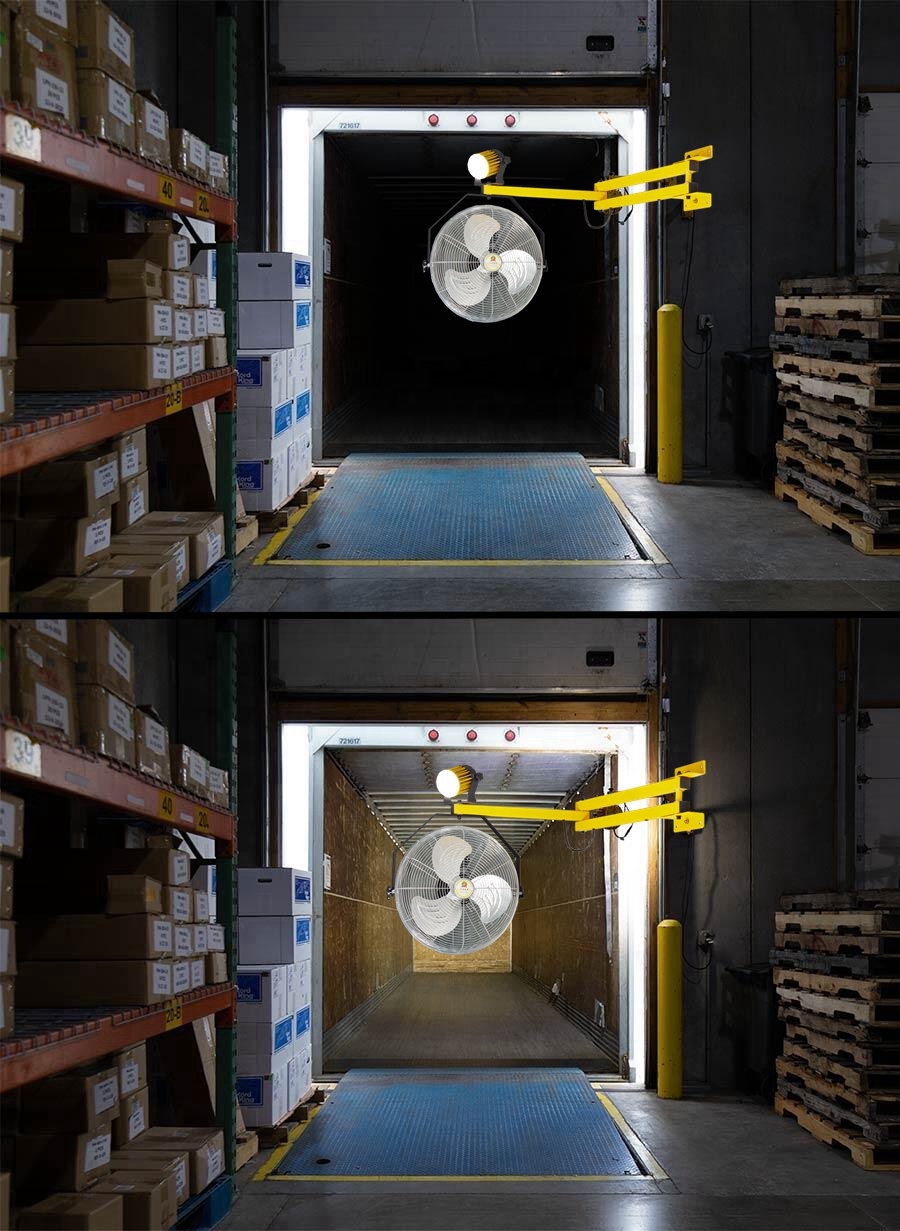 2025 New 100W LED Dock Light with Swing Arm Kit | IP65 Waterproof Industrial Railcar Light for Loading Platform &amp; Warehouse
