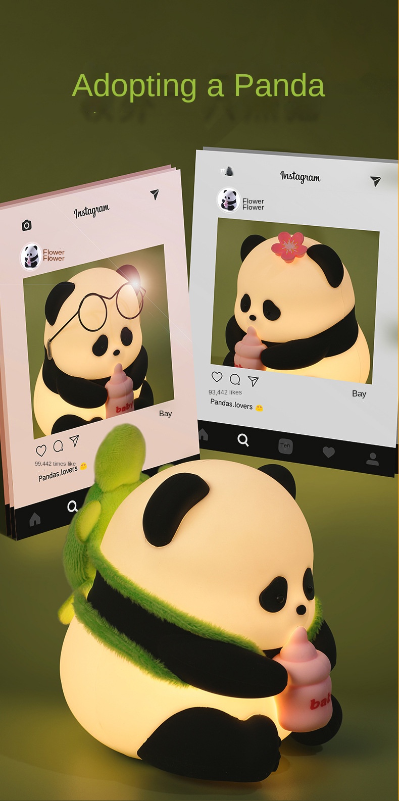 Best Quality Silicone Baby Panda Night Light With Touch Control For Bedroom LED Desk Lamp