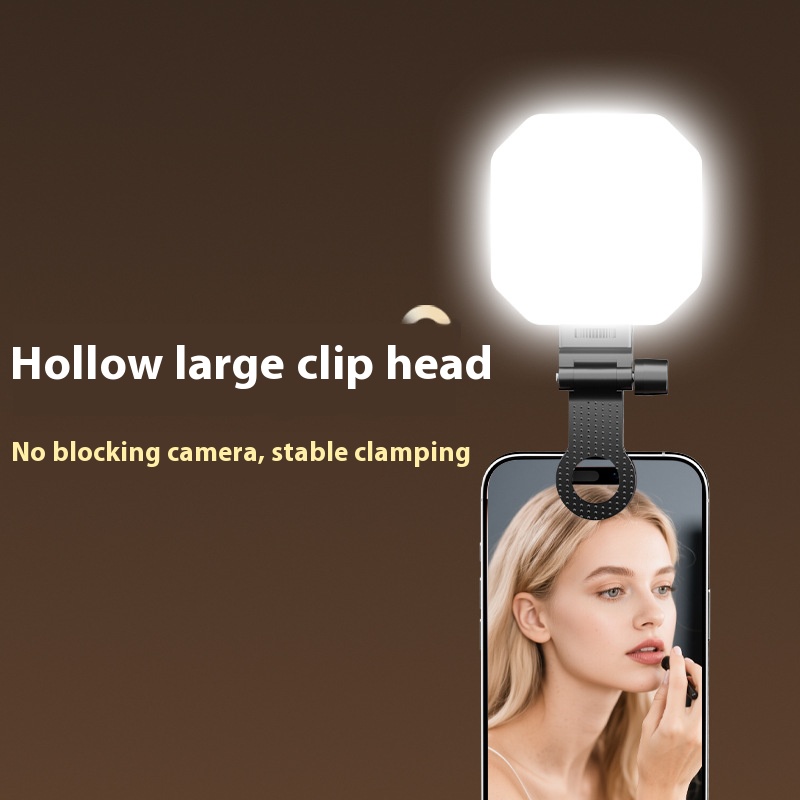 LED Selfie Light 3000-6500K Magnetic Rechargeable Clip-on Phone Light for Live Stream TikTok Video Makeup Fill Light Plastic