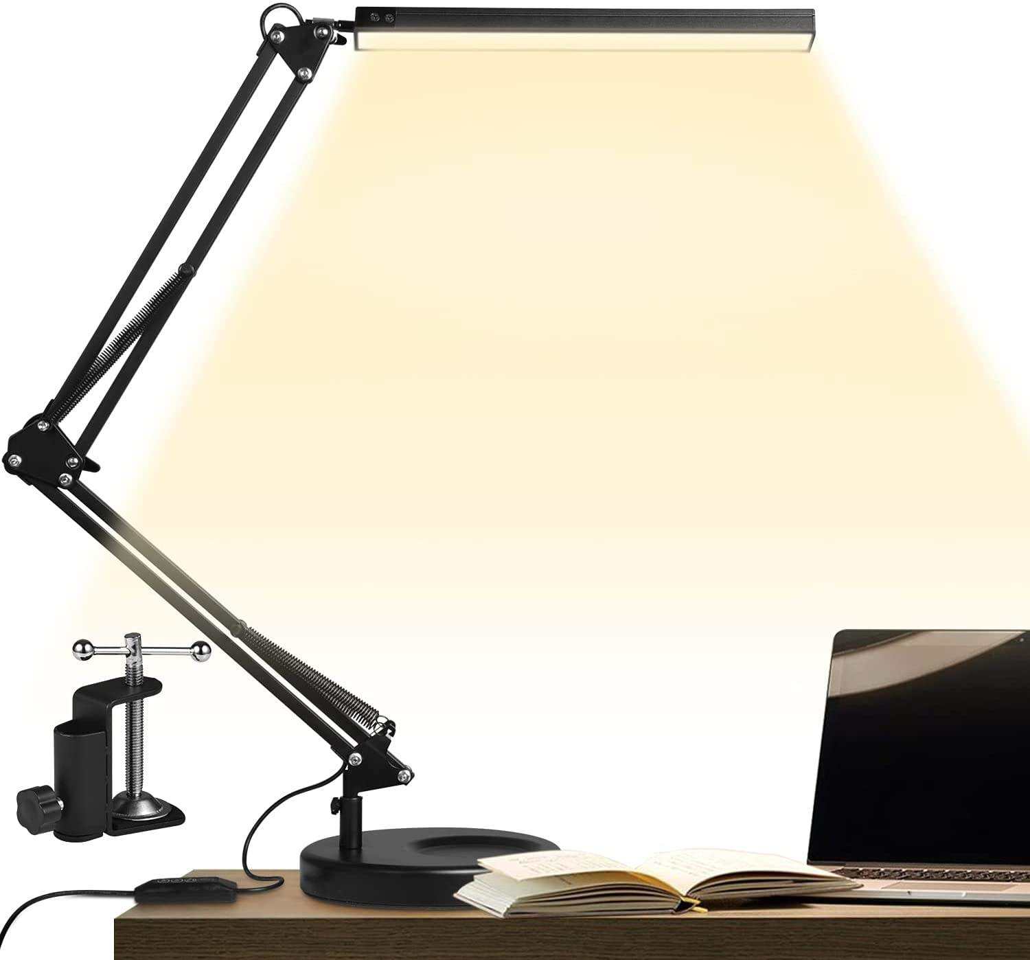 Modern Industrial Swing Arm Led Work Desk Lamp with Base Office Bedroom Study Table Lamp