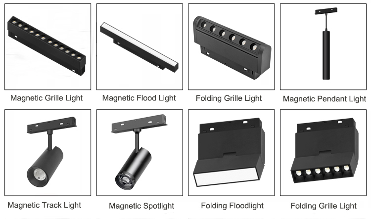Magnetic Track Light Customization Recessed Surface Magnetic Track Light Rail 48V Magnetic Light Track Accessories