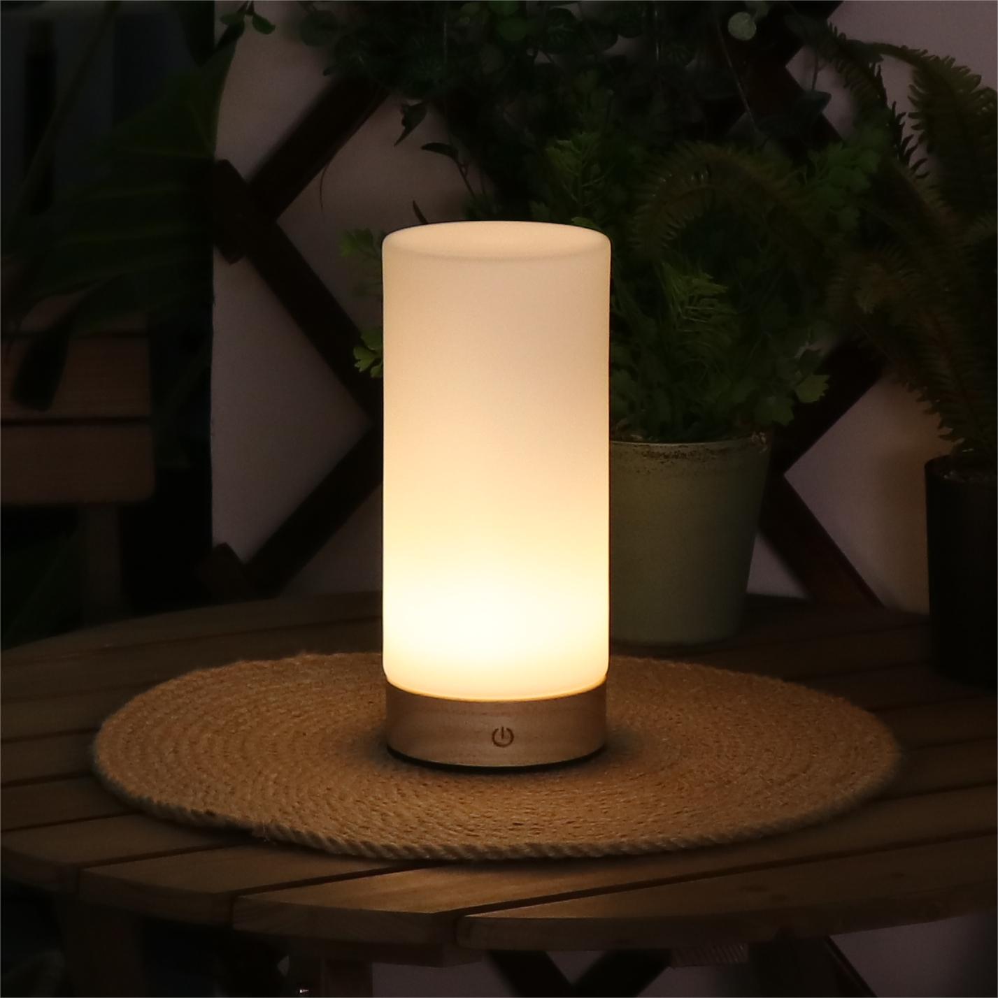 Smart Modern Wooden Base Rechargeable Cordless Book Lights for Reading in Bed Table Lamp for Study Desk