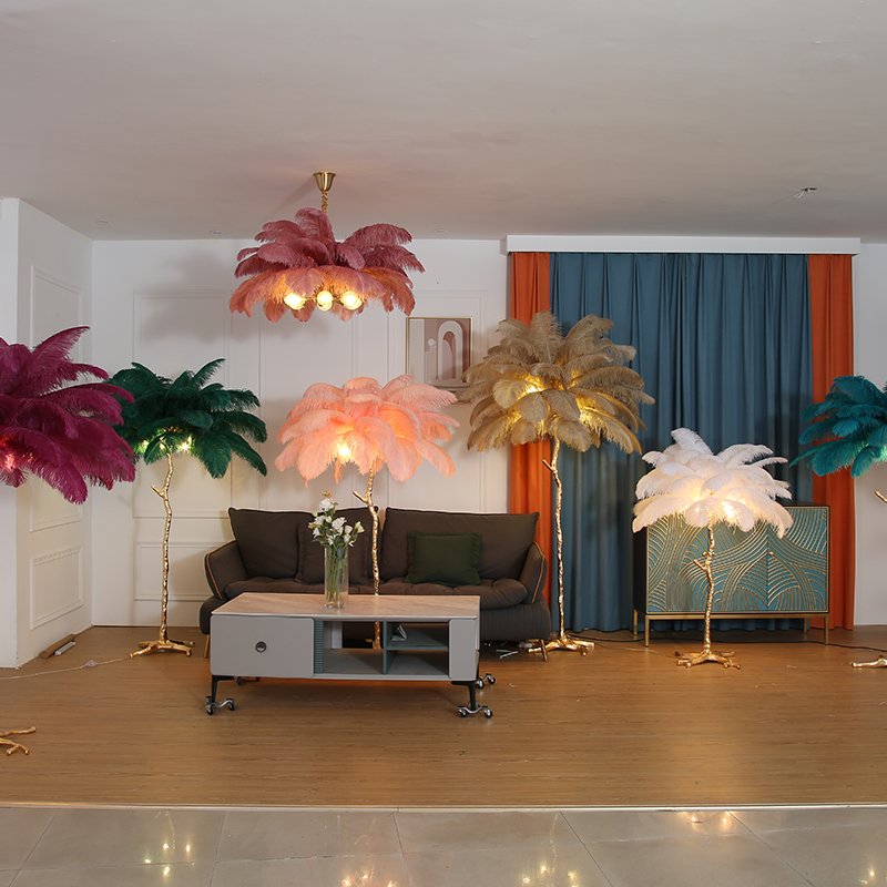 Room Vibe Corner Rgb Luxury Modern Nordic Led Standing Arc Trees Light for Home Ostrich Floor Lamp