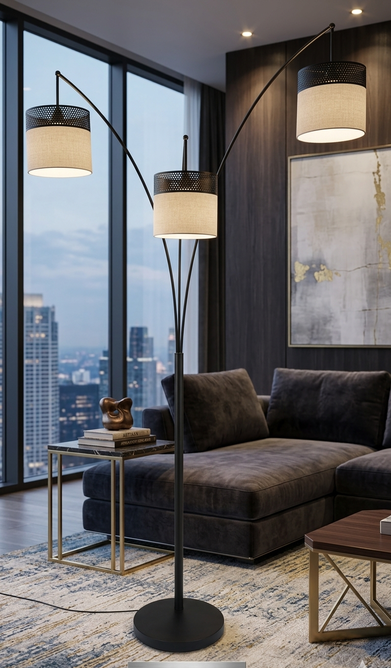 Modern 3 Head Floor Lamp LED Standing Lamp Metal Arc Floor Lamp for Living Room Hotel Decorative Light E27 OEM ODM Vietnam