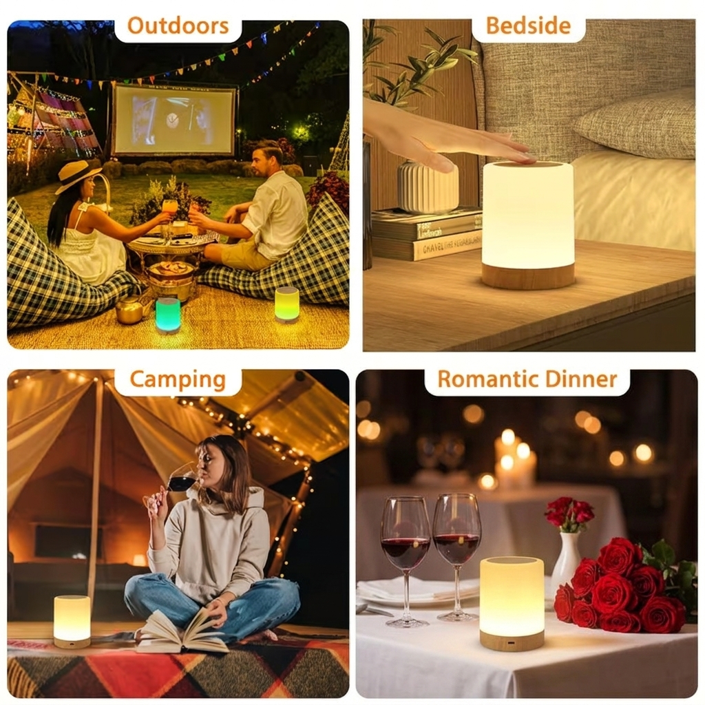 Colorful ABS Rechargeable Simple Modern Bedroom Night Light Dimmable LED Table Lamp Atmosphere Lighting