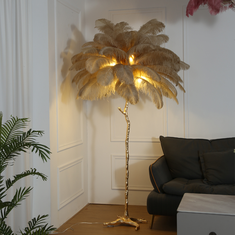 Room Vibe Corner Rgb Luxury Modern Nordic Led Standing Arc Trees Light for Home Ostrich Floor Lamp