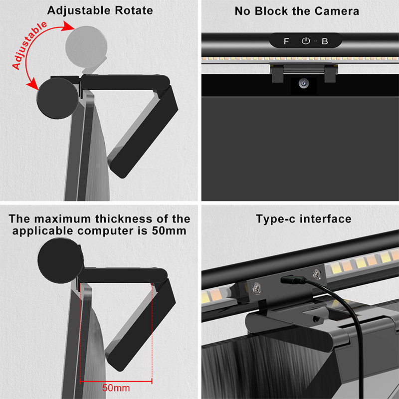 OEM 3000K 6000K 6500K 300lm Led Pc Computer Monitor Screen Usb Lamp Light bar Laptop Monitor Light bar with Wireless Remote