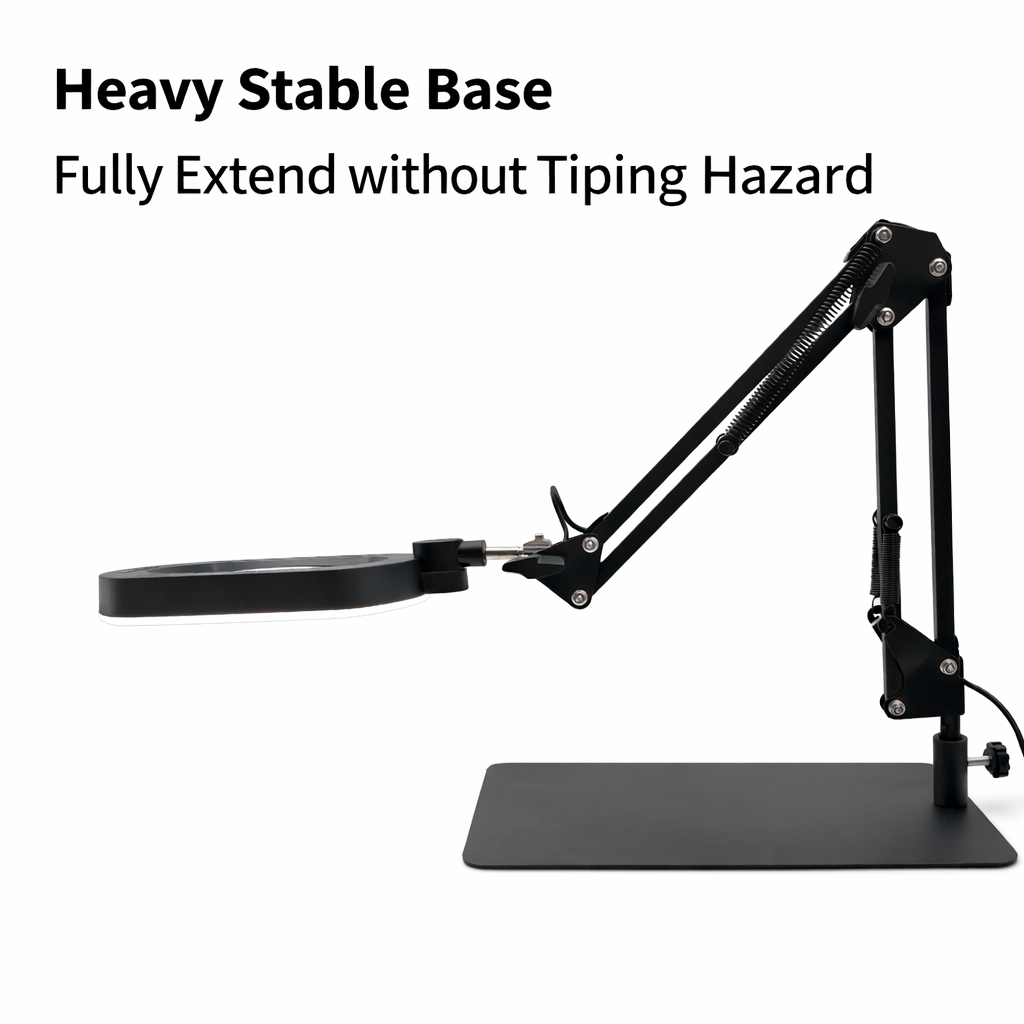 LED Magnifying Desk Lamp with Clamp, Adjustable Swing Arm Light, 10X Magnification for Repair, Reading &amp; Beauty Work