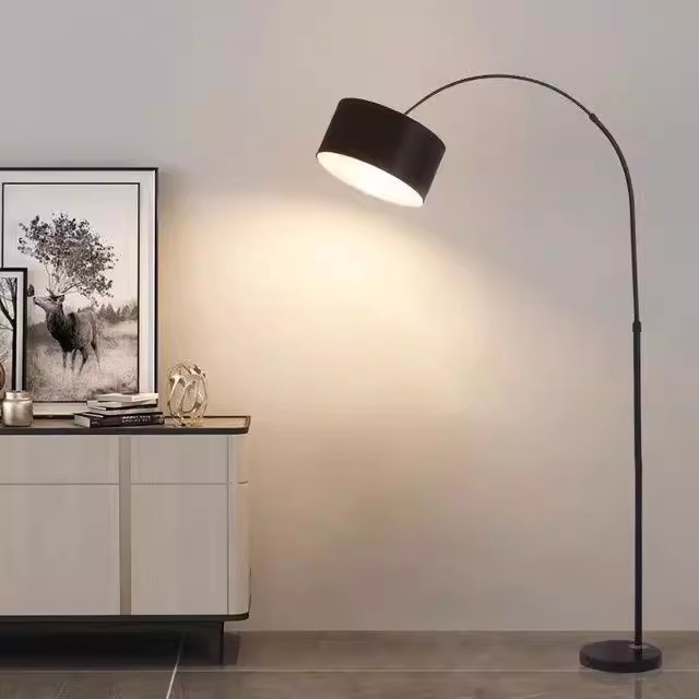 Nordic Simple Floor Lamp with Fabric Lampshade , Arc Reading Lamp for Living Room&amp;Bedroom Beside,Creative Arched Standing Lamps