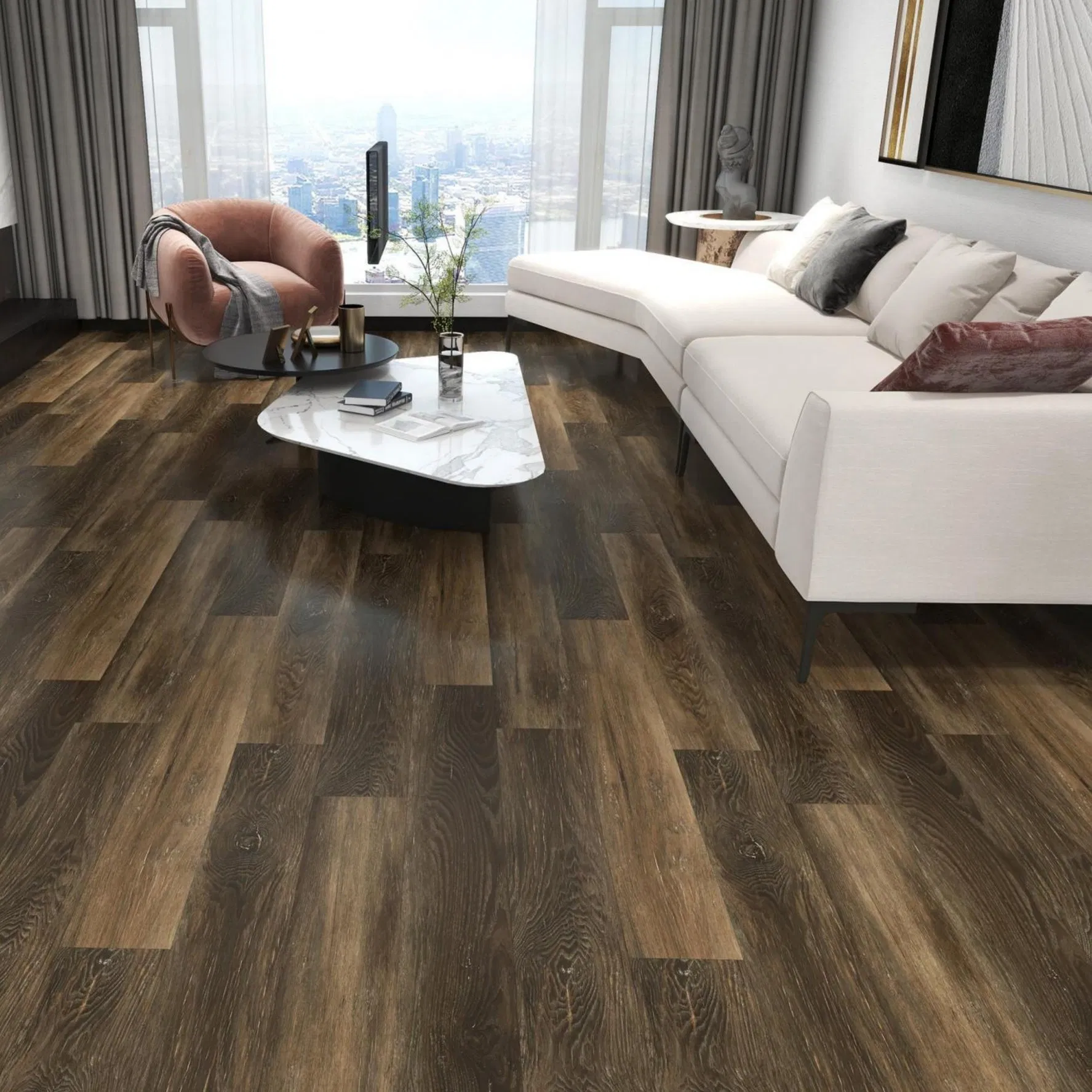 CE SGS Fireproof Anti-Slip High Quality Stone Plastic Composite Floor Oak Grain Click Lock PVC Vinyl Plank Tiles Spc Plastic Flooring Plank