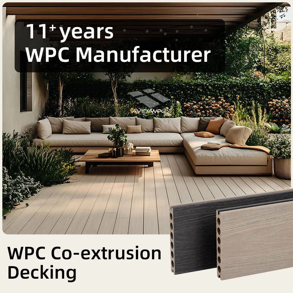 WPC 2ND Co-Extrusion Outdoor UV Resistant Wood Grain Anti Slip Decking Garden Patio Flooring