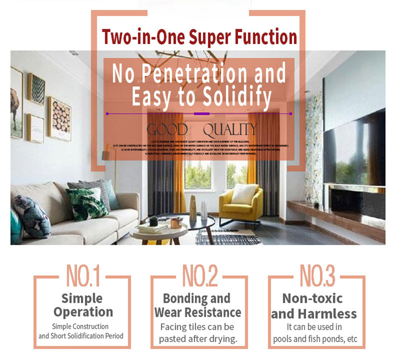 Elastic Impact Resistance Polymer Flexible Waterproof Coating for Balcony Kitchen Floor