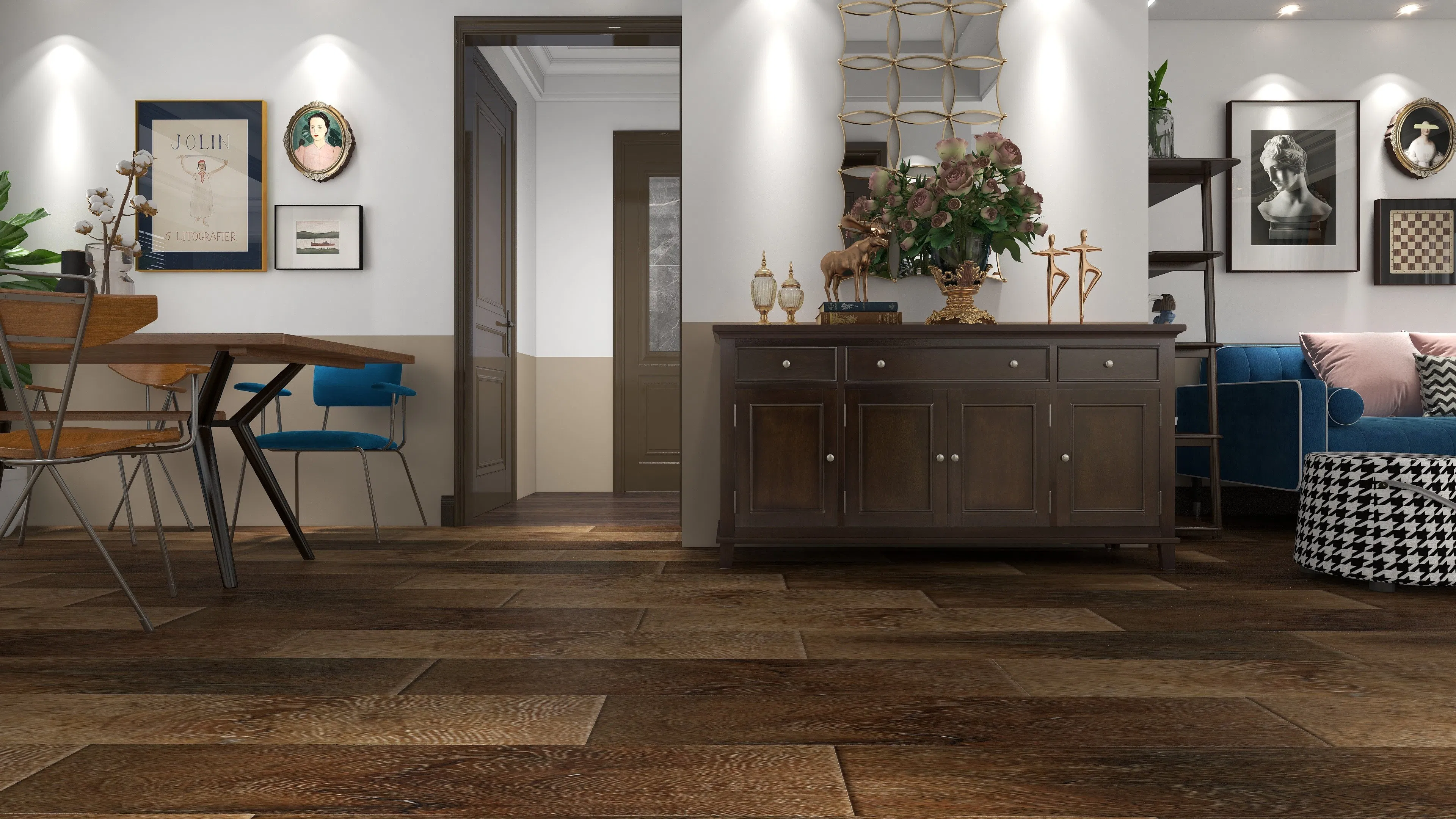 Direct Factory Price Modern Design 12mm Thick Low Voc Walnut Engineered Wood Floor