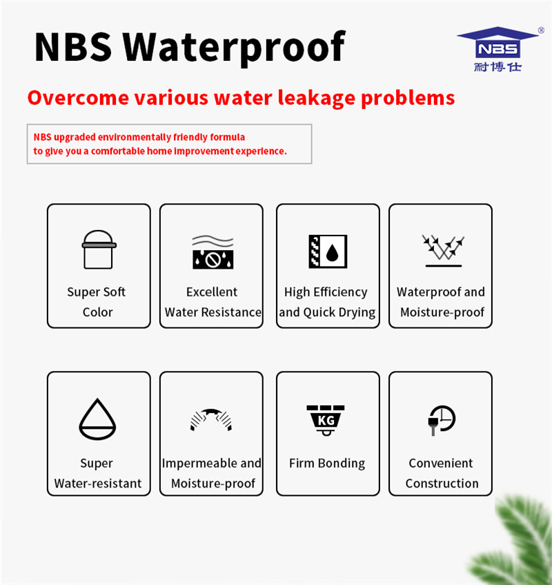 Elastic Impact Resistance Polymer Flexible Waterproof Coating for Balcony Kitchen Floor