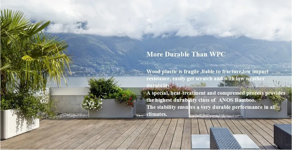 Outdoor Eco-Friendly Carbonized Solid Strand Woven Bamboo Flooring