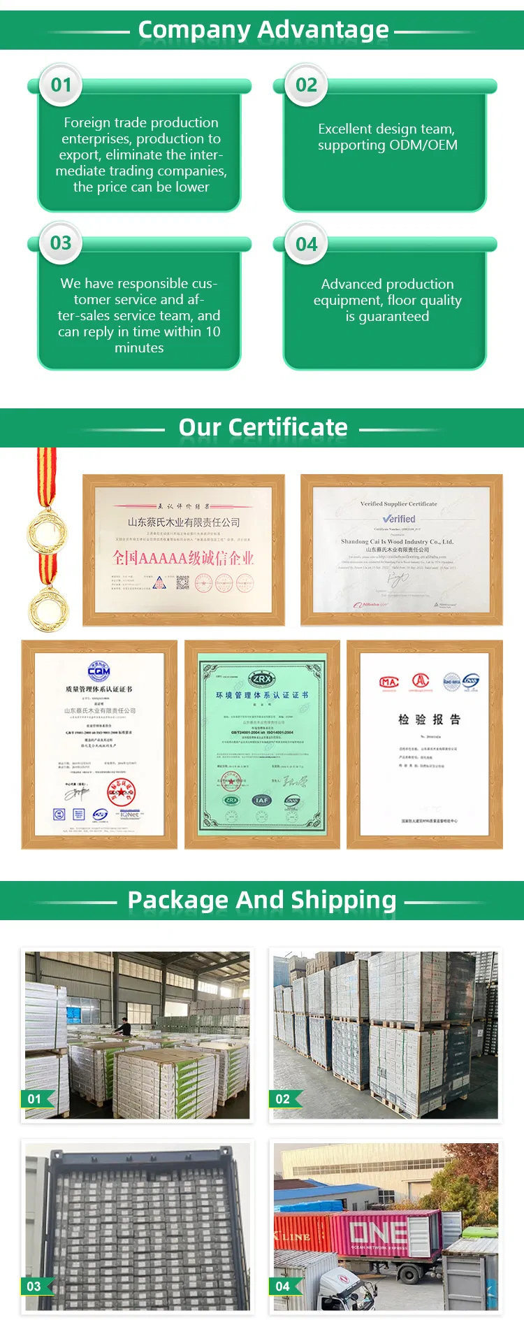 Certificates and advantages