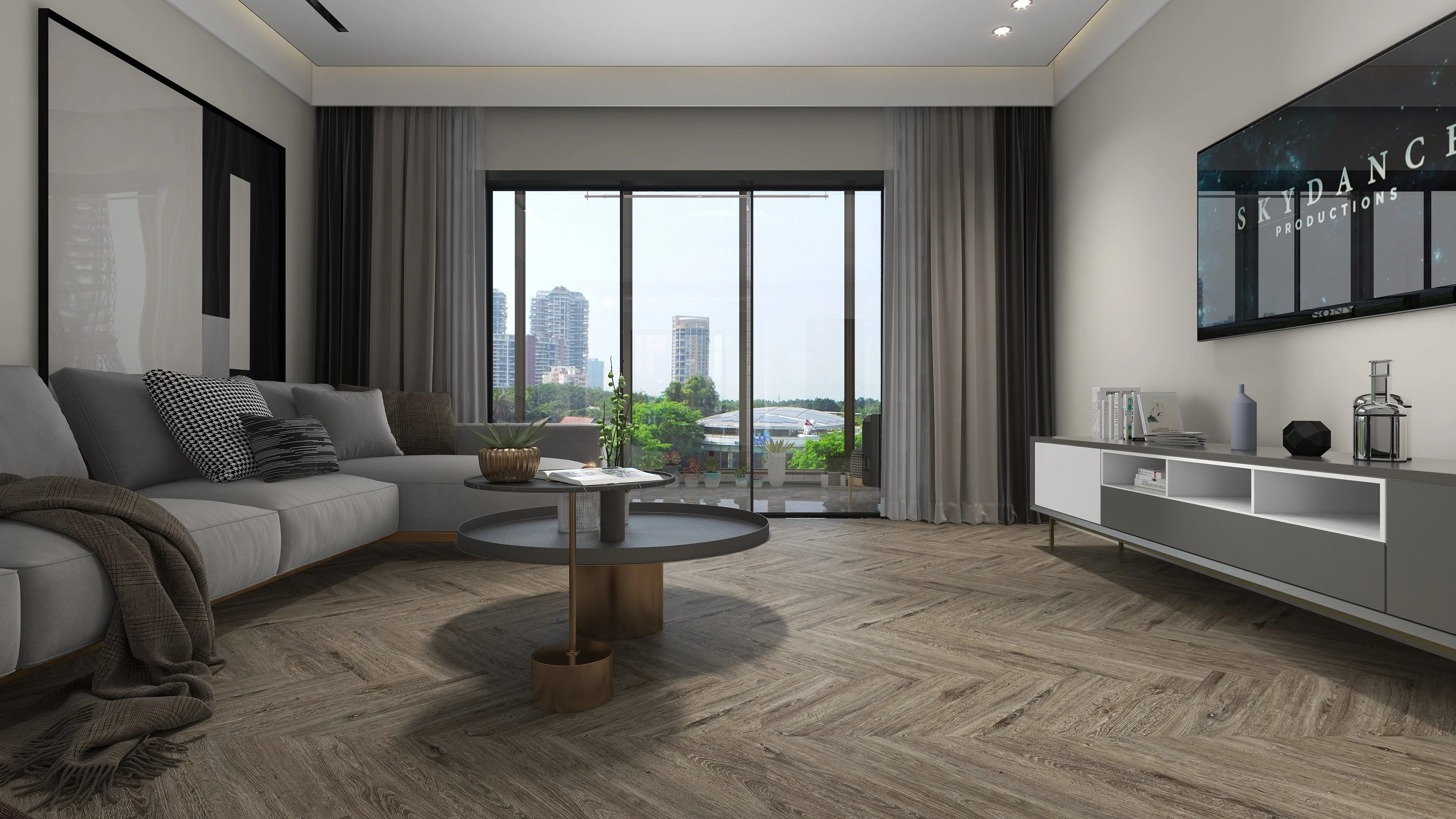 Direct Factory Price Modern Design 12mm Thick Low Voc Walnut Engineered Wood Floor