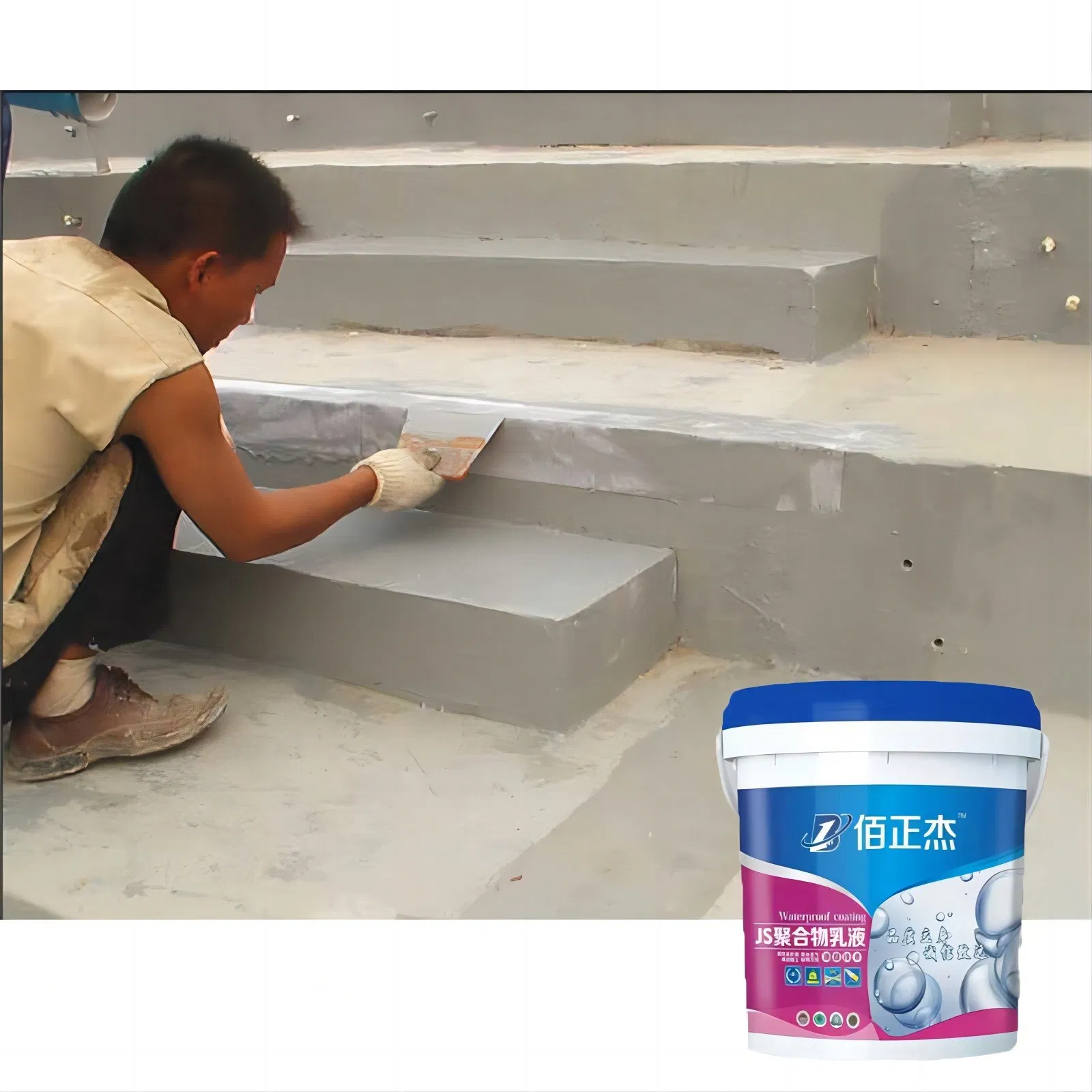Concrete Js Polymer Cement Waterproof Coating for Roof Floor