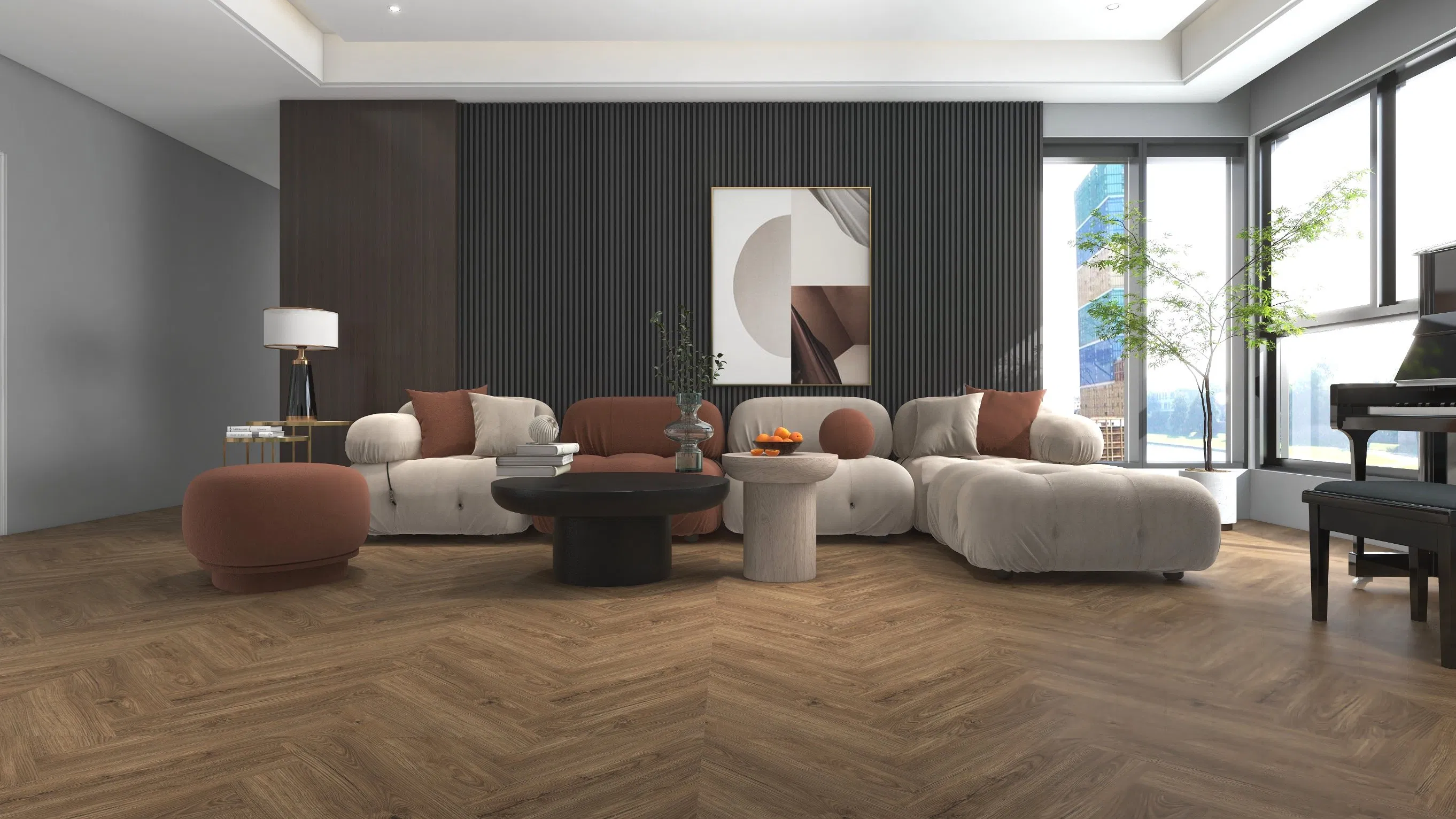 Direct Factory Price Modern Design 12mm Thick Low Voc Walnut Engineered Wood Floor