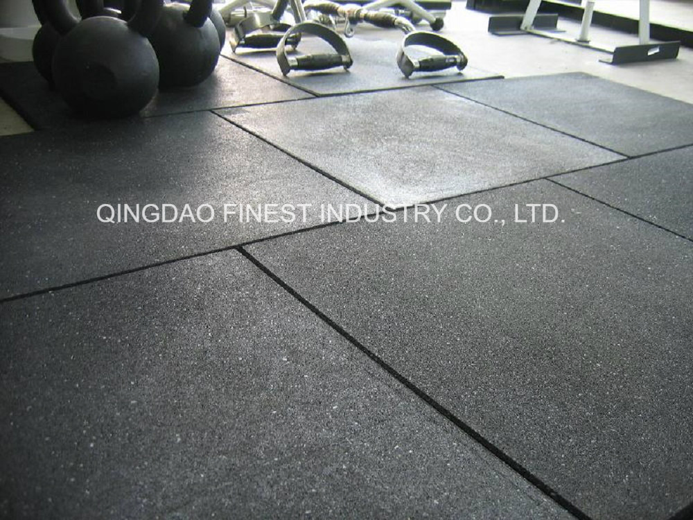 Noise Reduction Odourless Rubber Gym Flooring Mat Tiles, Recycled Rubber Floor Matting