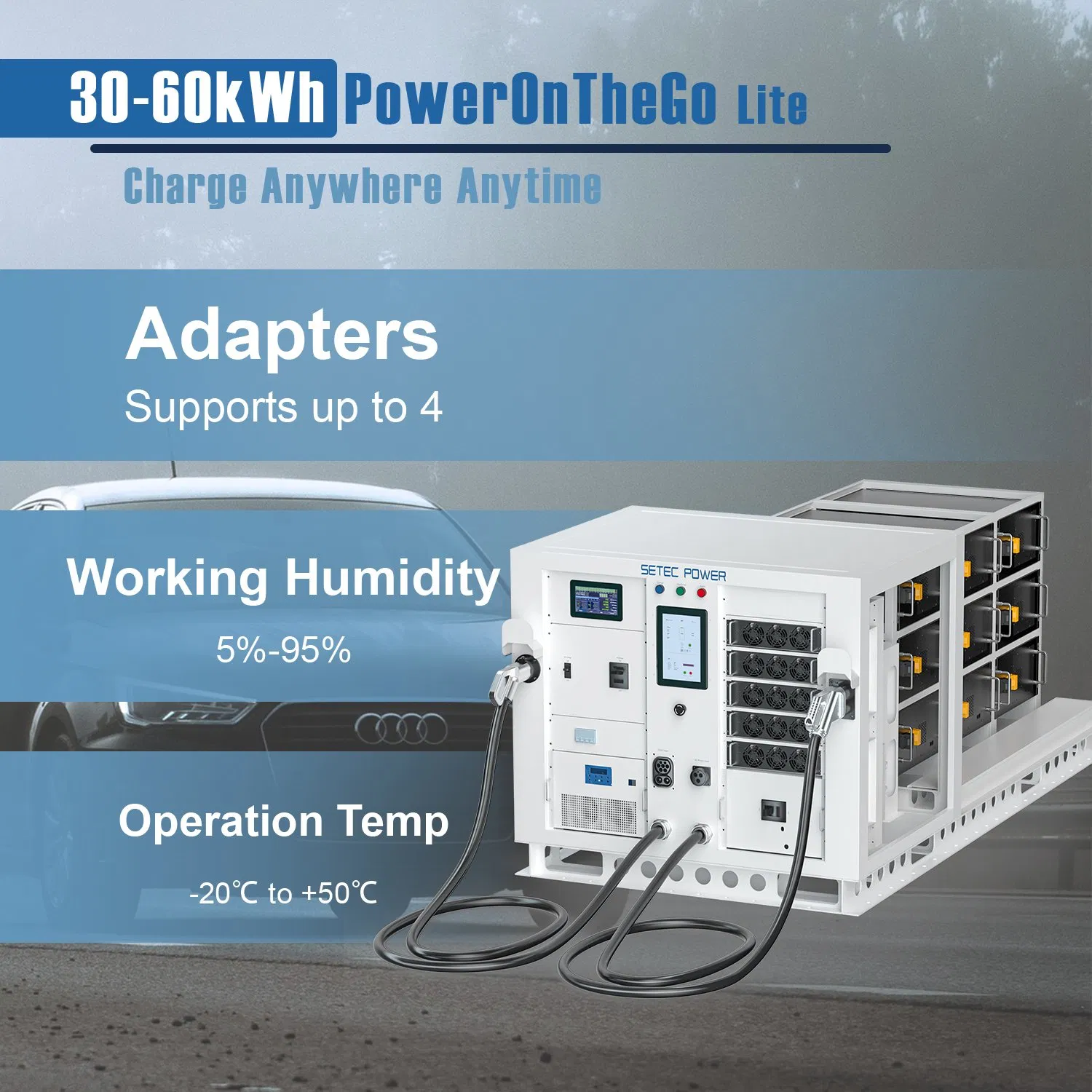 High-Capacity Power Bank PowerOnTheGo: 30kWh &amp; 60kWh Energy Storage System for EV