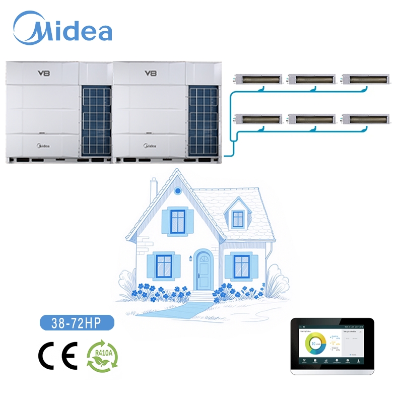 Midea 202kw Automatic Refrigerant Charging Multi Split Inverter Heat Pump Air Conditioner Unit Compressor HVAC System for Schools