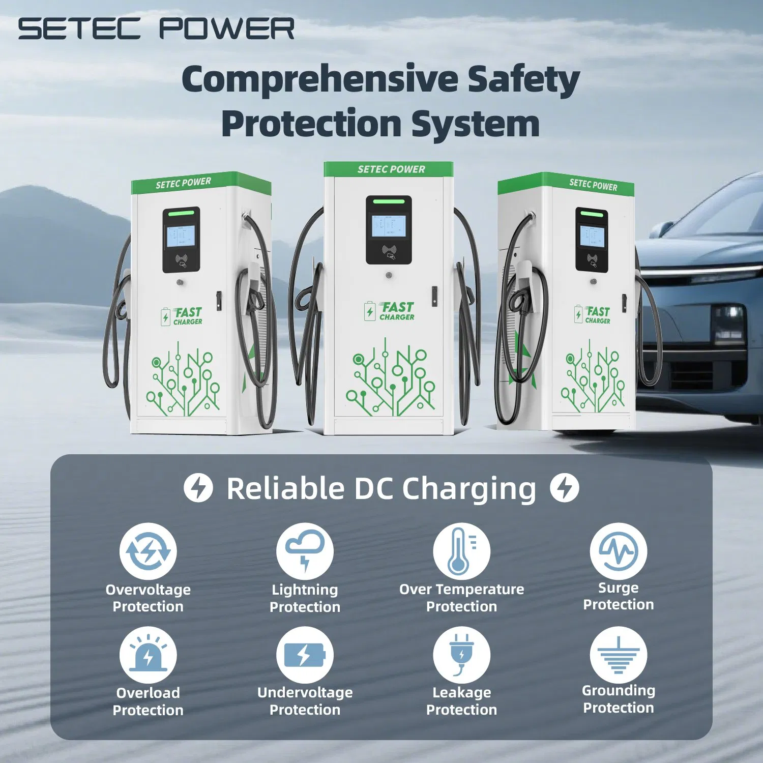 SETEC POWER 60kW/90kW/120kW Level 3 Fast Dc Ev Charger Electric Vehicle Charging Station