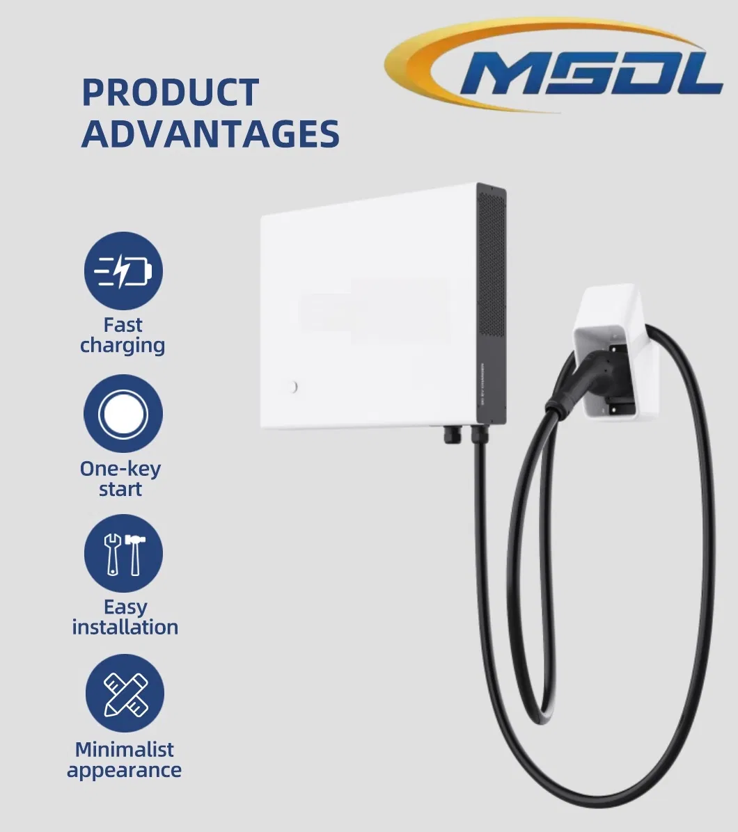 20-40kw DC Charging Station Wall-Mounted Black-White Design &amp; Simplified HMI DC EV Charger