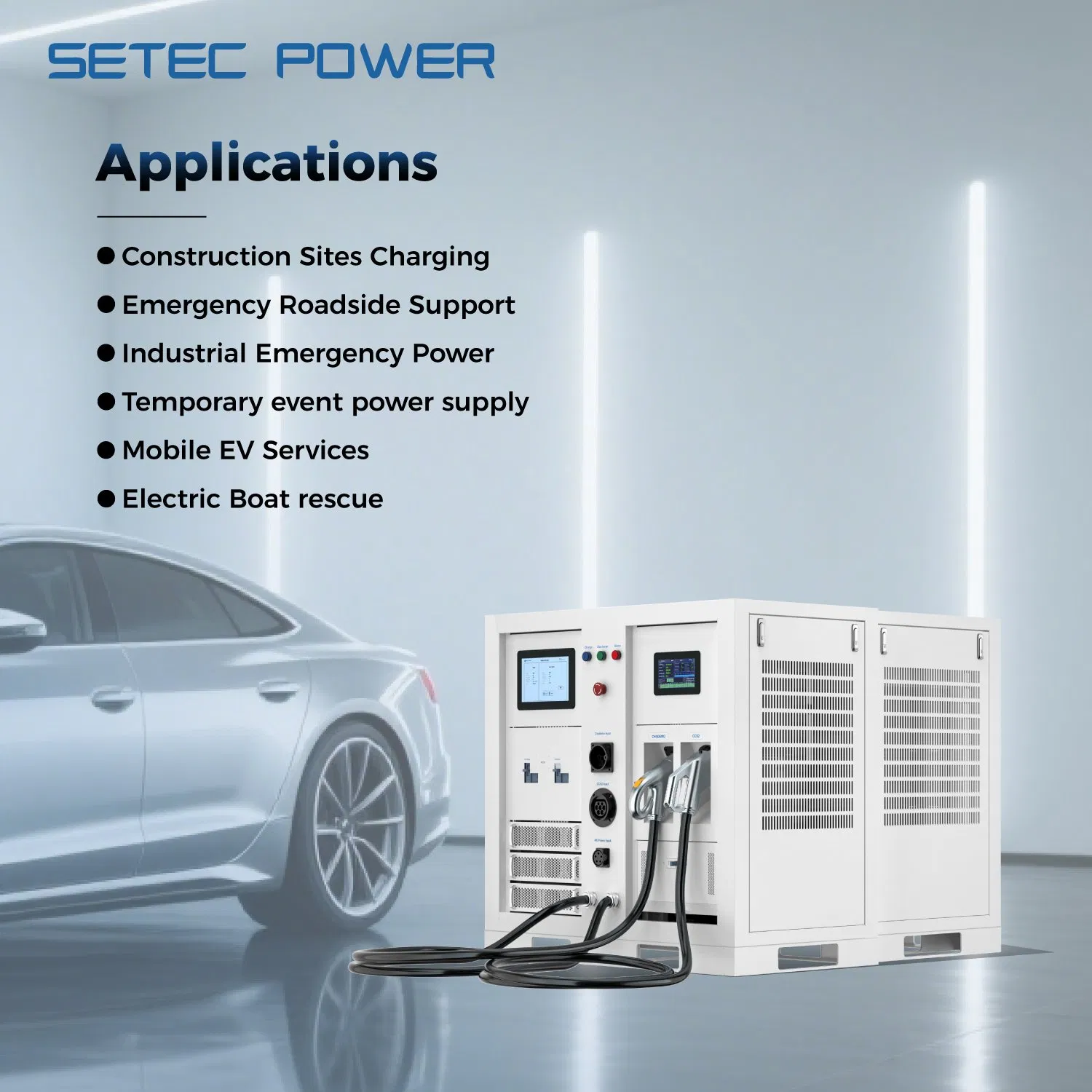 SETEC POWER Mobile Energy Storage System and integrated EV charging machine