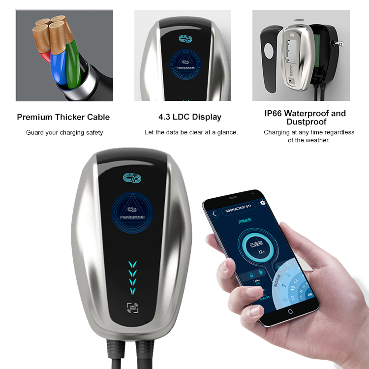 7kw Type2 Smart EV Wallbox Charger Supporting Ocpp 1.6 for Commercial Public Operation and Multi-User Charging Management System