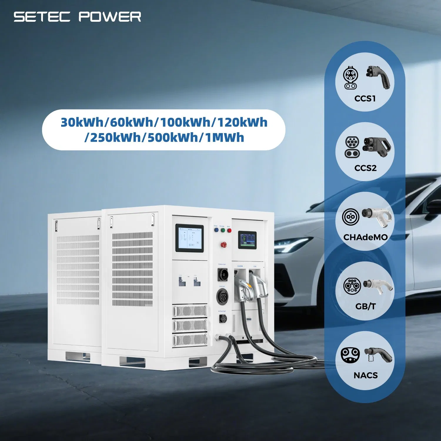 SETEC POWER 30kwh-1MWh Energy Storage System Integrated With EV charger for Roadside Assistance and Emergency Power