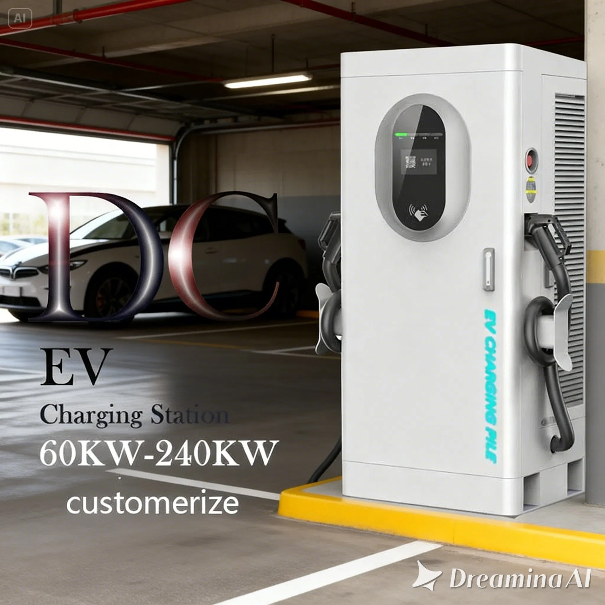 55kw DC Fast EV Charger Wall Mounted