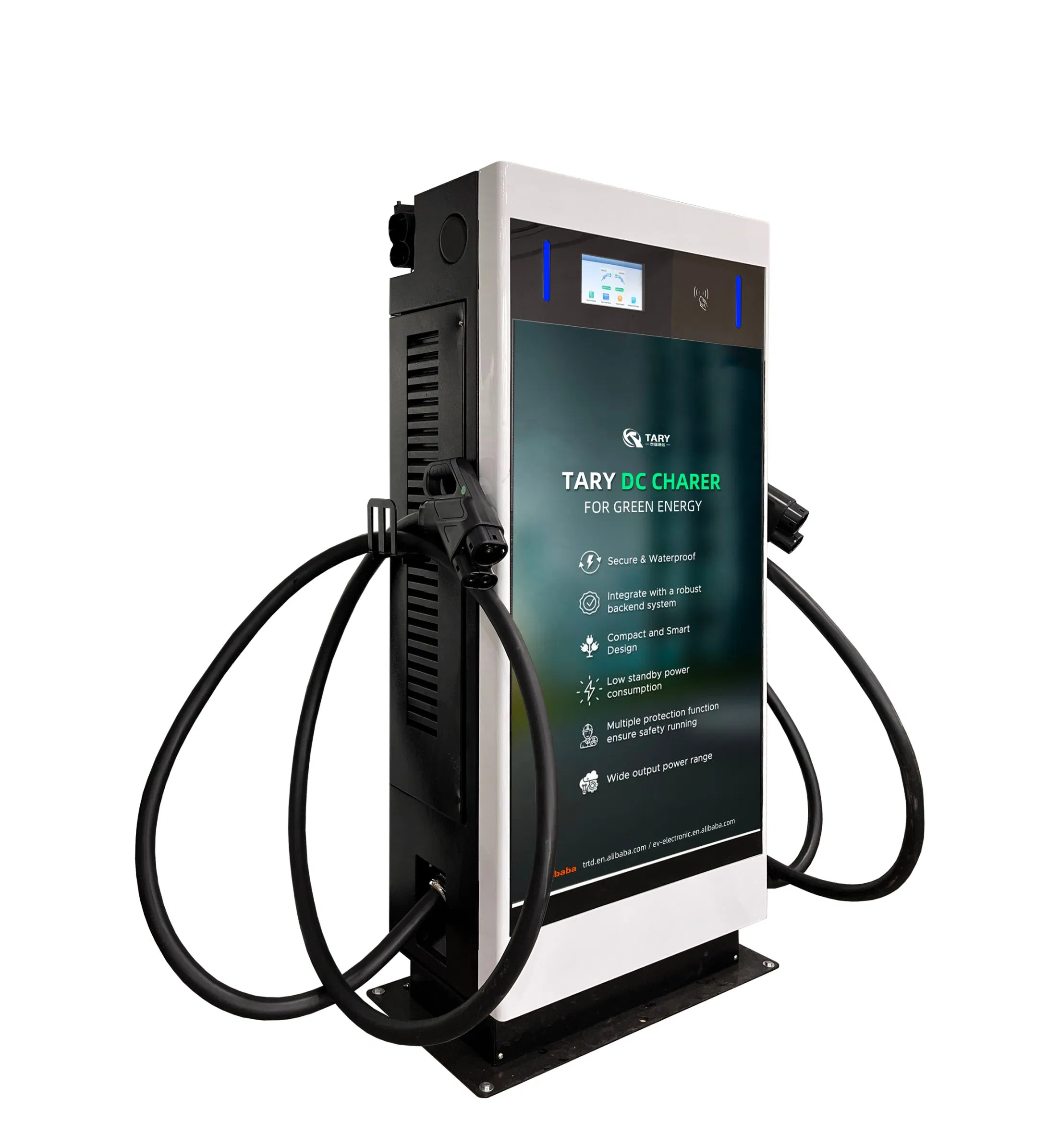 80kw DC Fast Charger CCS2 Dual Gun Commercial EV Charging Station Floor-Mounted Ocpp Smart Electric Vehicle Charger with Ad Screen