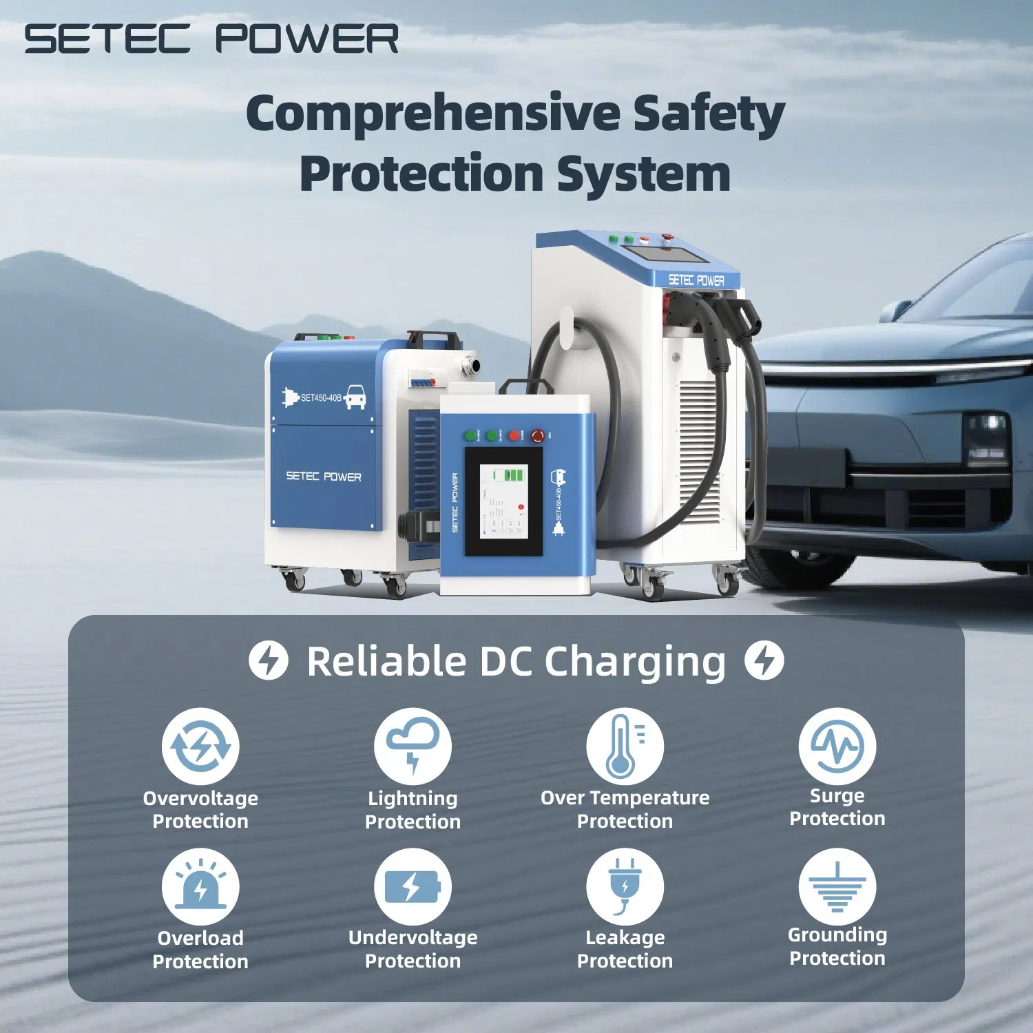 OEM 10-60kW Level 3 Portable Fast Electric Car Charging Station DC EV Charger Station
