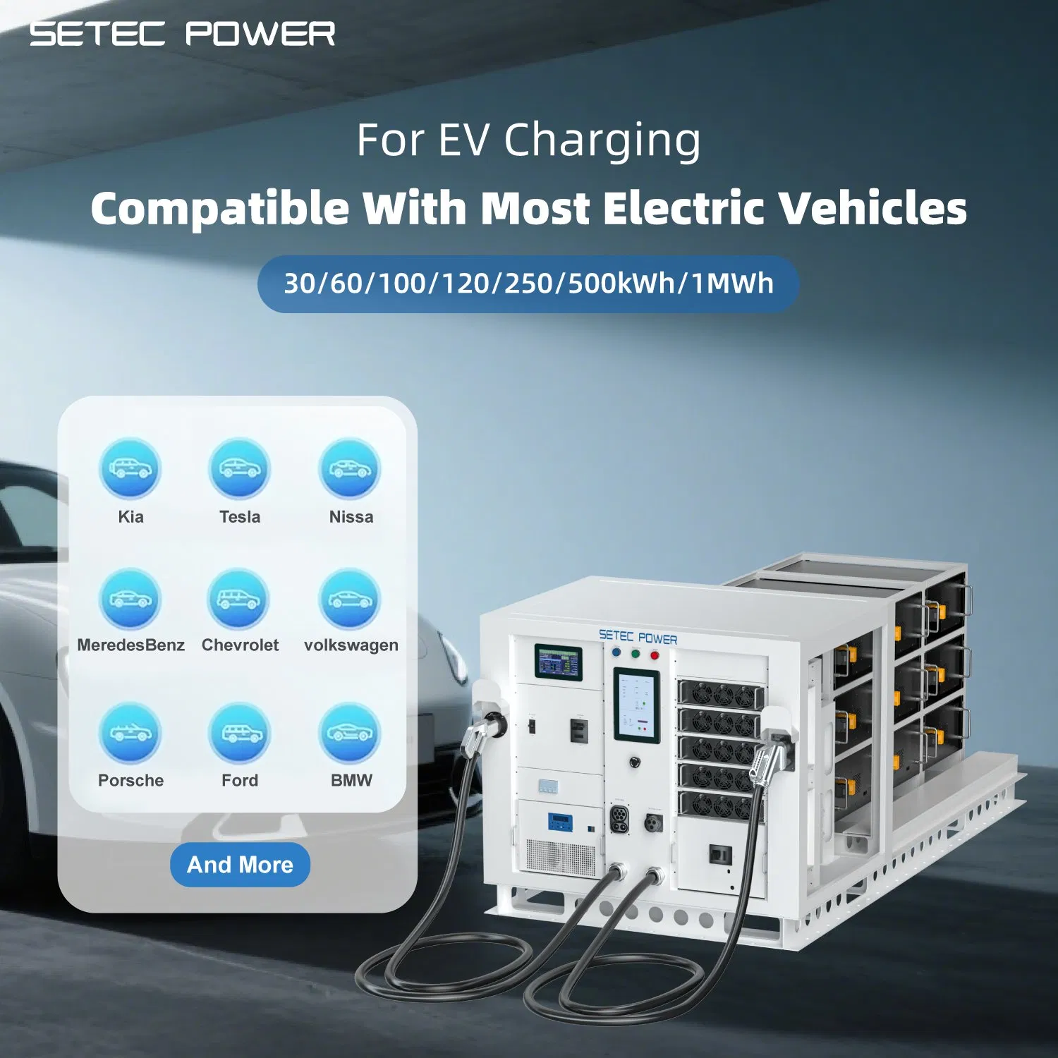SETEC POWER Movable Fast EV Charger: 30kWh-1MWh Battery Storage System Compatible with Most Electric Vehicles