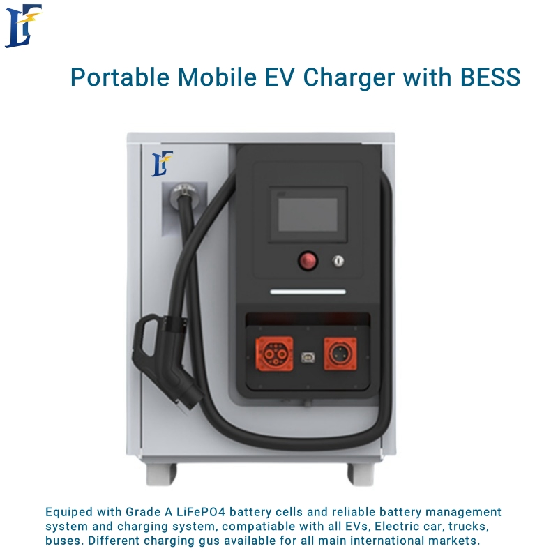 Mobile Portable Roadside Rescue Fast DC EV Charger 60kw 65kwh Electric Vehicle Charging Liquid Cooling LiFePO4 All in One Bess Model 3 Y S Byd CCS2 CCS1 Nacs