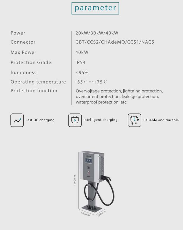 Wholesale DC Charger 20kw 5m Gbt Cable EV Connector Wall-Mounted Charging Stations