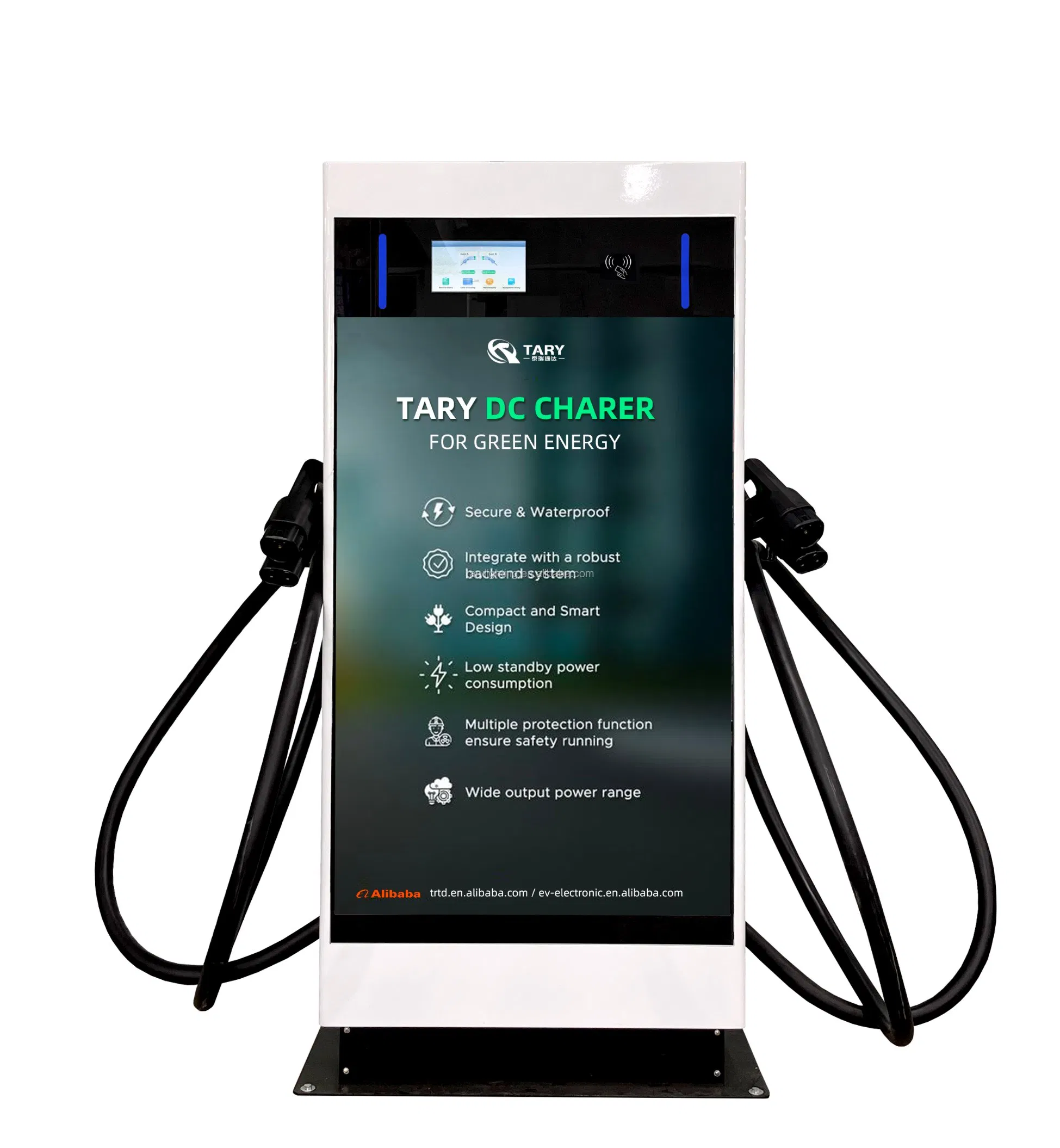 80kw DC Fast Charger CCS2 Dual Gun Commercial EV Charging Station Floor-Mounted Ocpp Smart Electric Vehicle Charger with Ad Screen