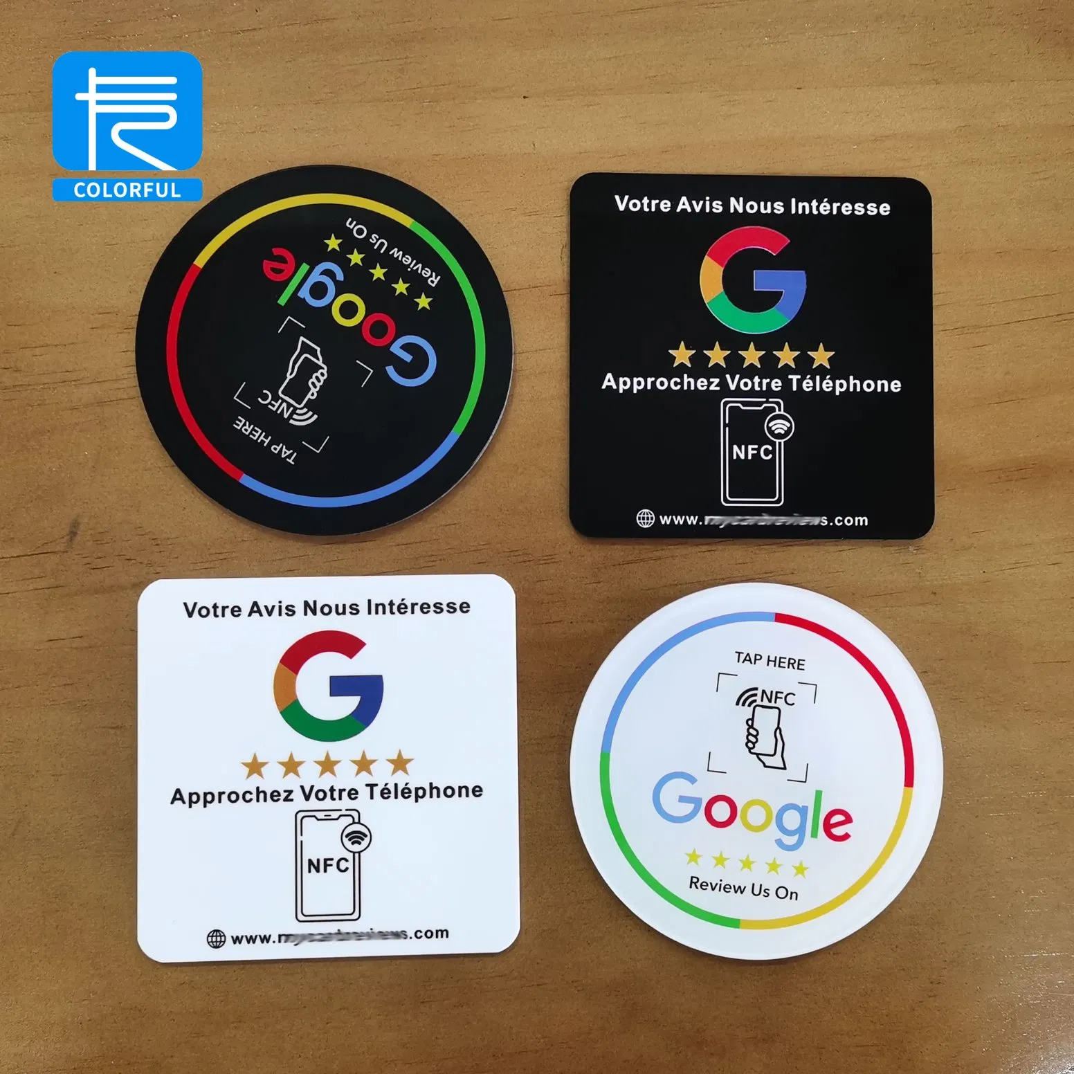 13.56MHz Chip RFID Plate Tag Sticker Programmable Acrylic Stand PVC NFC Card for Google Review Restaurant Menu Social Media Url Sharing