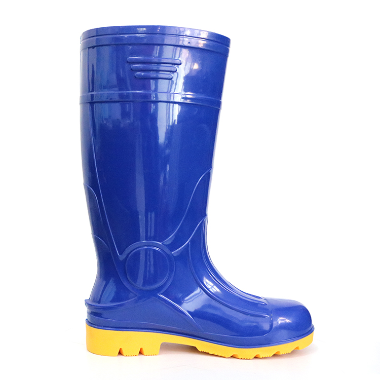 CE Verified Blue Waterproof Oil Acid Alkali Resistant PVC Knee Gumboots Anti Slip Steel Toe Puncture Proof Safety PVC Rain Boots