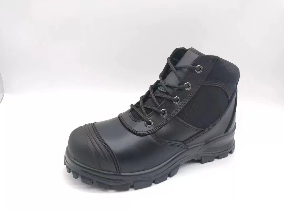Armor Puncture-Resistant Slip-Resistant Steel Toe Black Leather Safety Shoes Boots