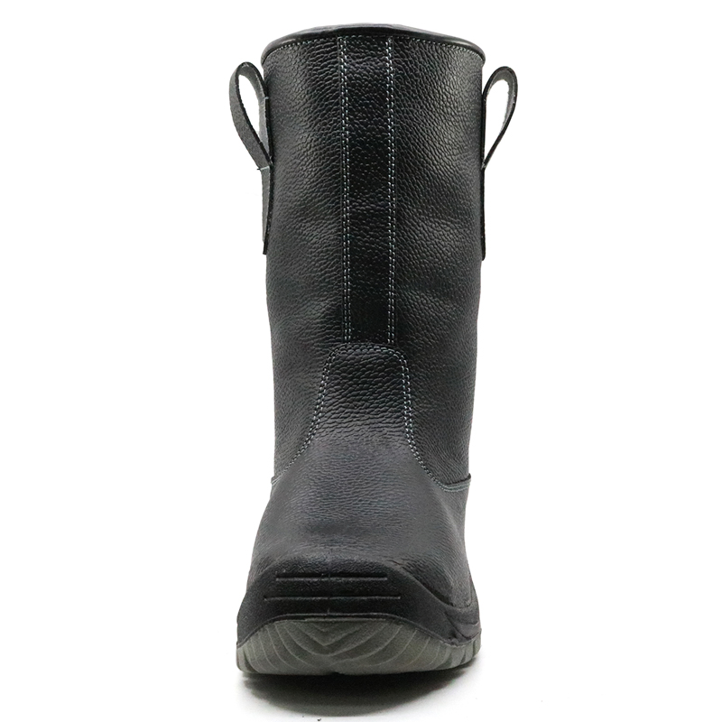 Non-Slip Oil Resistant Black Leather Steel Toe Prevent Puncture Welders Safety Boots Anti Static Water Proof Welding Boots Without Laces