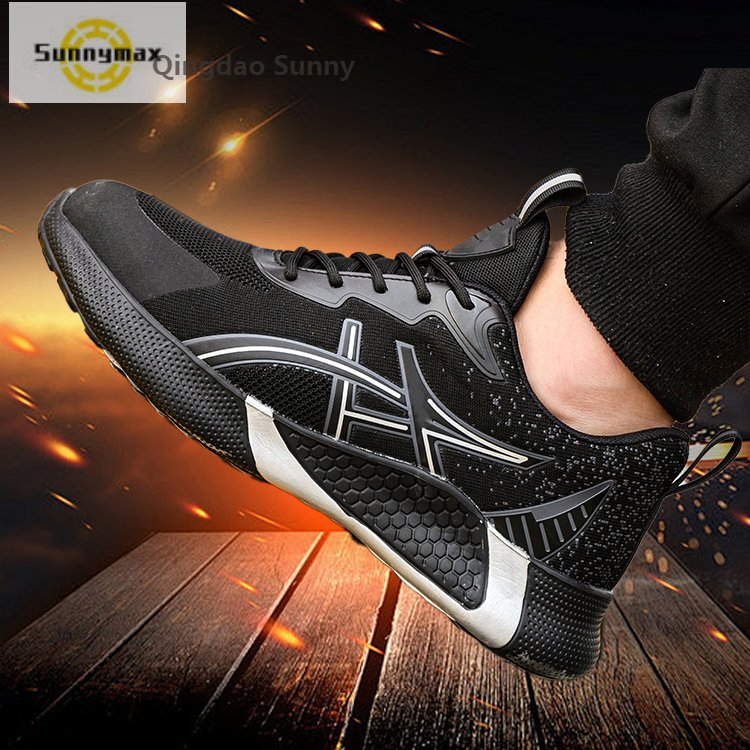 Lightweight Breathable Men's Athletic Sneakers with Steel Toe Safety