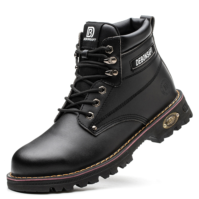 DEBONSAPT 2022 Hot Selling Industrial Protective Breathable Work Mid-cut Boot Casual Trainers Safety Shoes for Men Brown