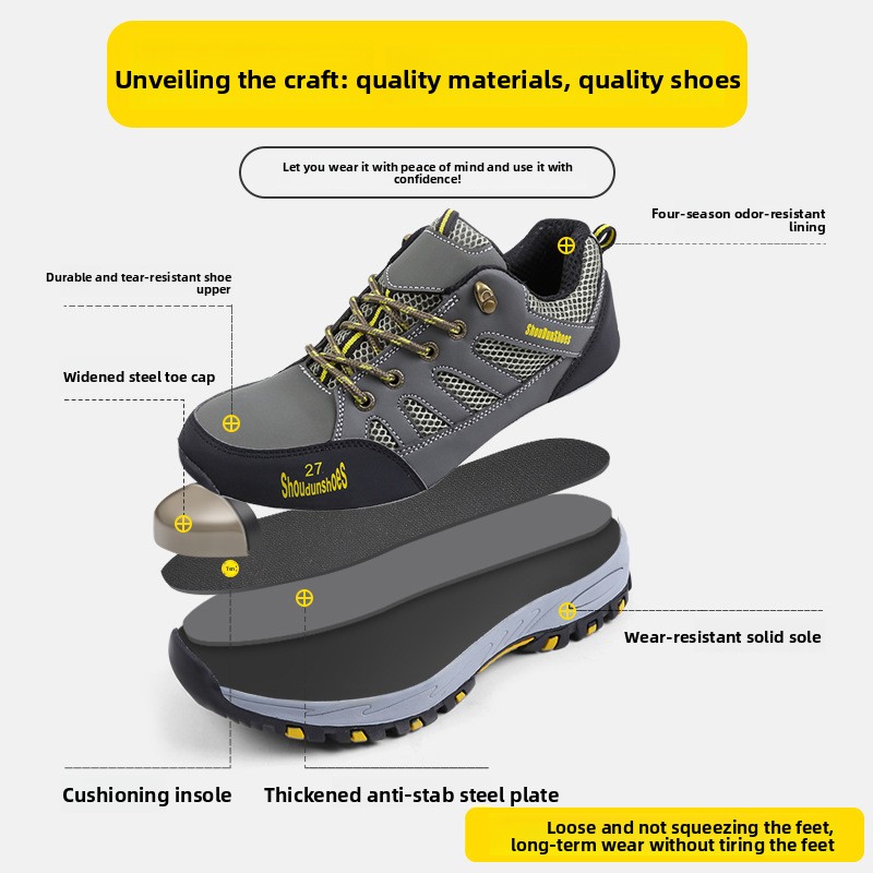 Labor Protection Shoes Anti-smashing Anti-piercing Industrial Non-slip Wear-resistant Construction Safety Shoes