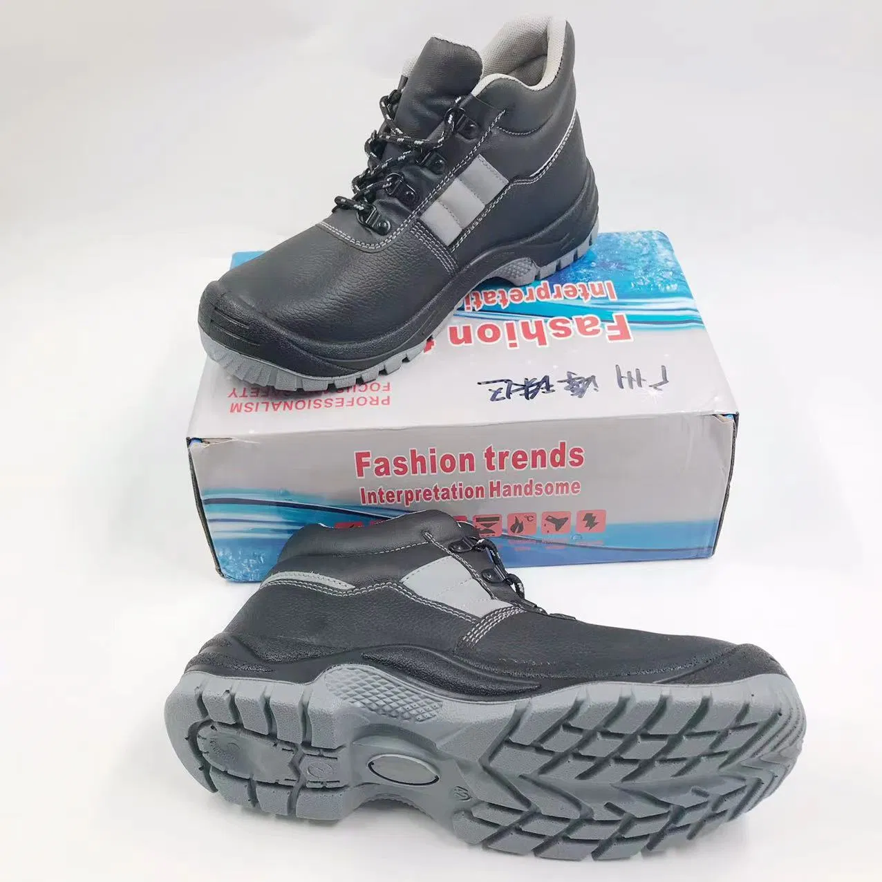 Genuine Leather Safety Shoes Steel Toe Steel Sole Work Safety Boots