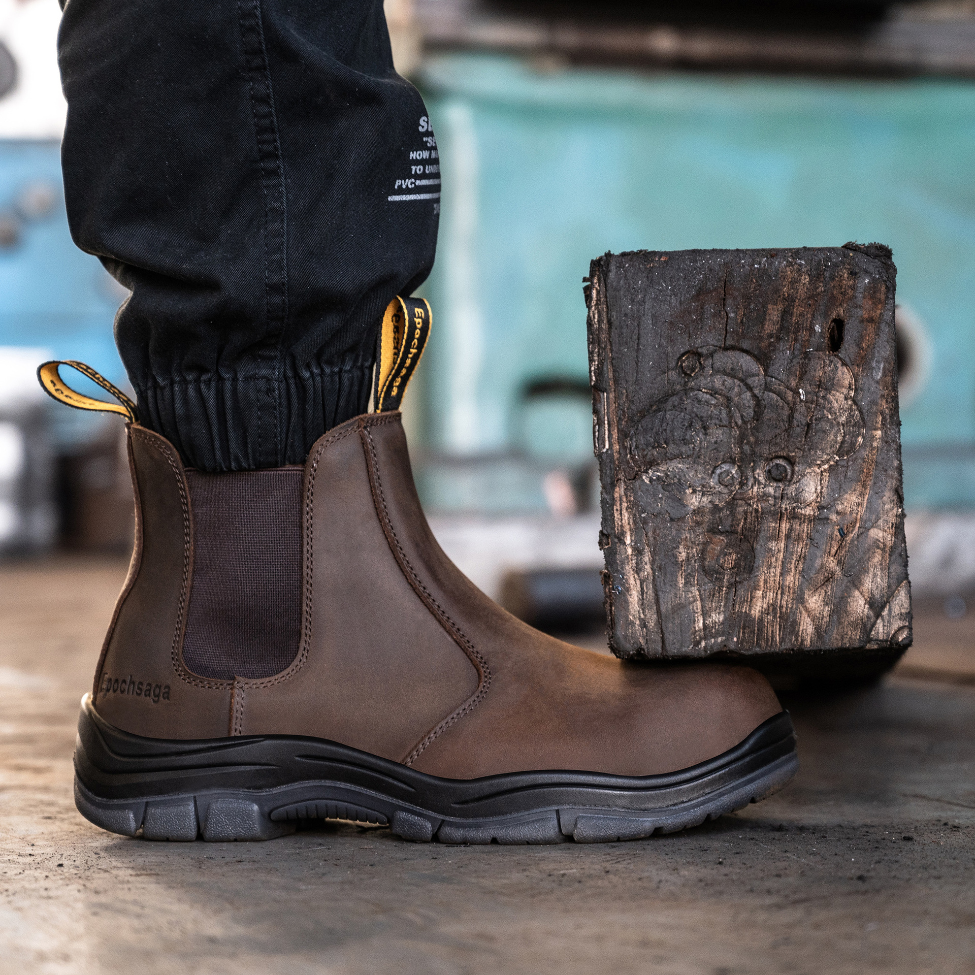Men's Lightweight Top-Selling Steel Toe Safety Work Boots Cow Leather Sole Slip Resistant PU Industrial Factory Environments