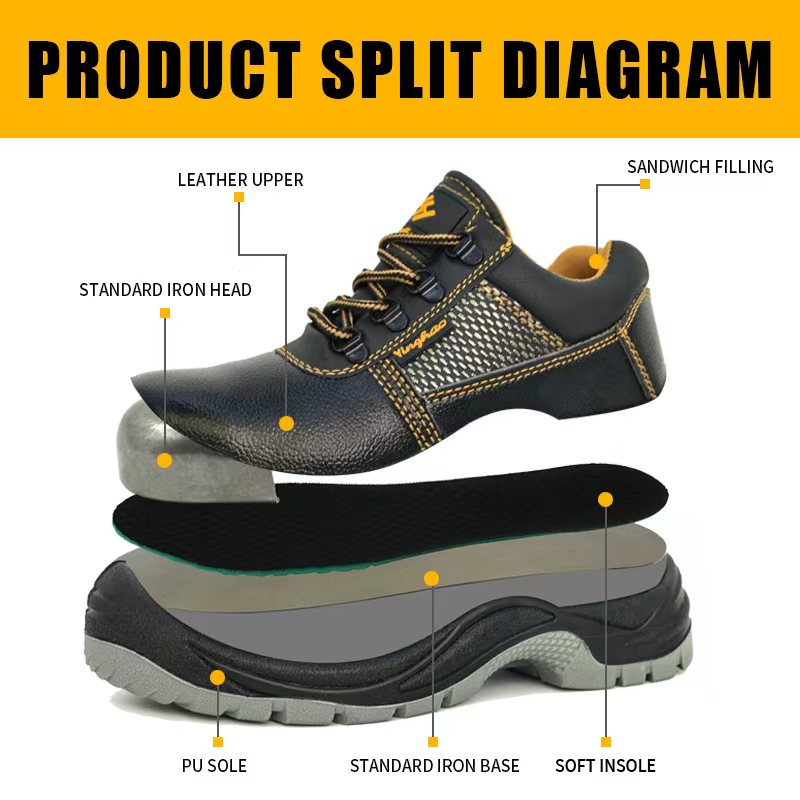 Men's Low Cut Industrial Safety Shoes for Winter Iron Toe Impact Oil &amp; Water Proof Waterproof Boots for Construction Work